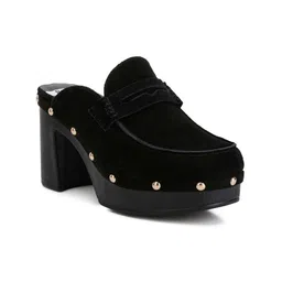 RAG & CO Round Toe Block Mules Heels-58