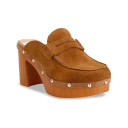 RAG & CO Round Toe Block Mules Heels-20