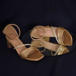 HEELSNFEELS Embellished Open Toe Block Heels With Buckles-5