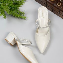 VALIOSAA Pointed Toe Embellished Mules-50