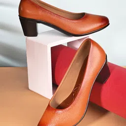 pelle albero Leather Block Heel Pumps-40