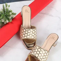 Carlton London Embellished Open Toe Block Heels-6