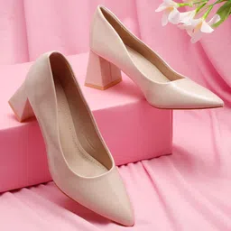 Flat n Heels Pointed Toe Block Pumps image 1
