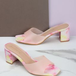 DressBerry Printed Open Toe Block Heels-23