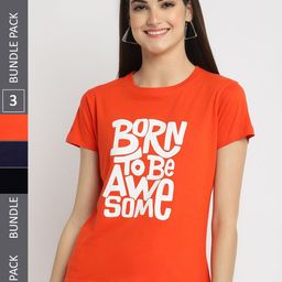 Fabflee Pack Of 3 Typography Printed Cotton T-shirt-picture-21
