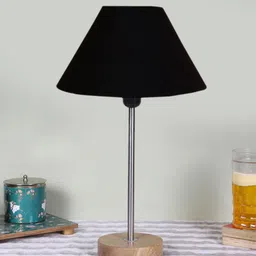 Devansh Black Textured Cotton Frustum Table Lamp-image-87