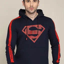 Free Authority Men Blue Superman Printed Hooded Sweatshirts-image-8