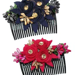 Krelin Women Set Of 2 Flower Design Comb Jooda Hairpin-12