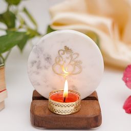 HOMEARTE White & Brown Wood Candle Holder-image-86