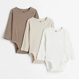 H&M Kids Girls Pack Of 3 Ribbed Bodysuits-image-45