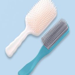 Kuber Industries Set of 2 Flexible Bristles Paddle Hair Brush - Blue & White-15