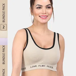 Amour Secret Pack Of 2 Full Coverage Lightly Padded Medium Impact Anti-Odour Sports Bra-54