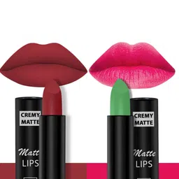 PERPAA Set of 2 Cremy Matte Long Lasting Lipsticks 3.5g Each - Natural Pink + Rose Red-image-15