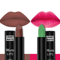 PERPAA Set of 2 Cremy Matte Long Lasting Lipsticks 3.5g Each - Natural Pink + Nude Brown-image-16