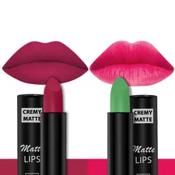 PERPAA Set of 2 Cremy Matte Long Lasting Lipsticks 3.5g Each - Natural Pink + Ruby Pink-95