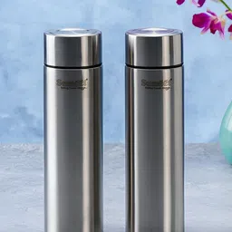 Sumeet Silver Toned 2 Pieces Double Wall Vacuum Stainless Steel Water Bottles 1 L Each-2