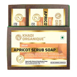 Khadi Organique Set Of 3 Apricot Scrub Soap with Essential Oils - 125g Each-46