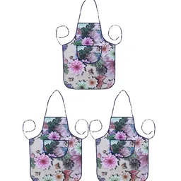 Kuber Industries Purple Pack Of 3 Floral Printed Waterproof Aprons-12