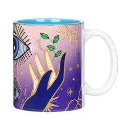 KOLOROBIA Blue & White Printed Ceramic Glossy Mugs 325 ml-29