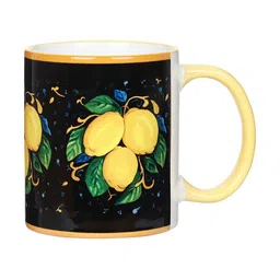 KOLOROBIA Black & Yellow Lemons Printed Ceramic Coffee Mug - 325 ML-44