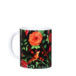 KOLOROBIA Black & Green Floral Printed Ceramic Glossy Mug - 325 ML-picture-8