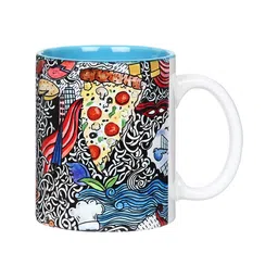 KOLOROBIA Blue & White Printed Ceramic Glossy Mugs 325 ml-19