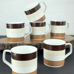 CLAY CRAFT White & Black Sets of 6  Dishwasher And Microwave Safe Ceramic  Cups 200ml Each-48