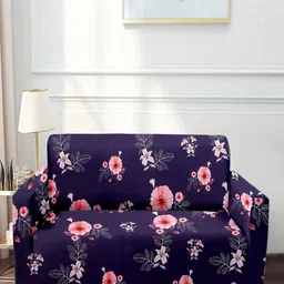 Cortina Navy Blue Floral Printed 3-Seater Sofa Cover-image-20