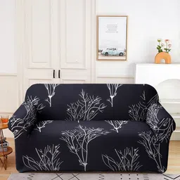 Cortina Black & White Quirky Printed Double-Seater Sofa Cover-6