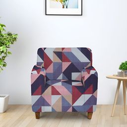 Aura Blue & Black Checked Elasticated Sofa Cover With Arms-image-24