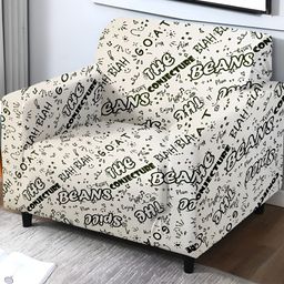 Cortina Off White & Black Printed Single Seater Sofa Cover-17