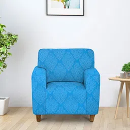 Cortina Blue Printed One Seater Sofa Cover-image-99