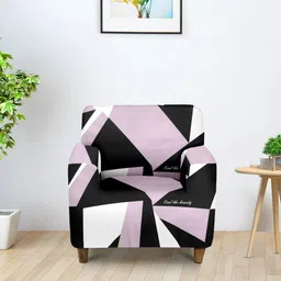 Cortina Purple & Black Printed Stretchable Single Seater Sofa Sover-picture-32