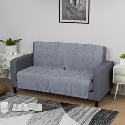 Kuber Industries Grey & White Printed Cotton 4 Piece Sofa Cover-23