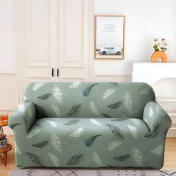 Aura Green & White Stretchable Printed 2 Seater Sofa Cover-image-92