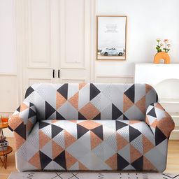 Aura White & Black Printed Stretchable Two Seater Sofa Cover With Arms-picture-45