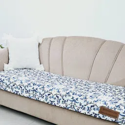 THROWPILLOW Blue & White Printed Polyester 1 Piece Sofa Cover-49