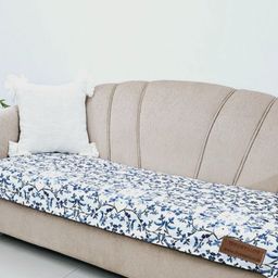 THROWPILLOW Blue & White Printed Polyester 1 Piece Sofa Cover-27