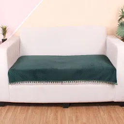 STITCHNEST Green & Beige Self Design 2 Seater Sofa Cover-image-19