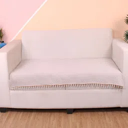 STITCHNEST Beige Self Design 3 Seater Sofa Cover-16