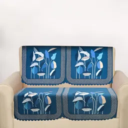 RRC White Printed Velvet 4 Piece Sofa Cover-image-3