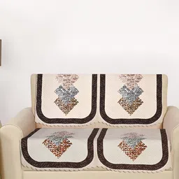 RRC Cream Brown 4 Pieces Printed Sofa Covers-6