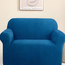 Cortina Checked Jacquard Stretchable One Seater Sofa Cover With Arms-image-69