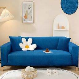 Cortina Checked Jacquard Stretchable Two Seater Sofa Cover With Arms-image-70