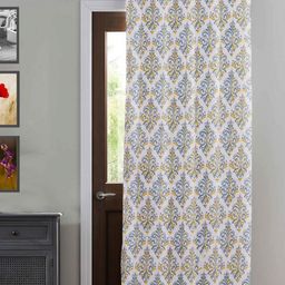 HOMEMONDE Yellow & White Ethnic Motifs Printed Room Darkening Long Door Curtain-image-54