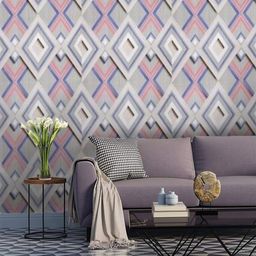 Jaamso Royals Pink & Grey Self-adhesive & Waterproof Geometric Printed Wallpaper-picture-44