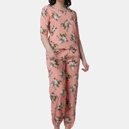 Popwings Floral Printed Top With Joggers Co-Ords Set-15