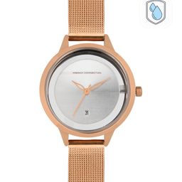 French Connection Women Silver-Toned & Rose Gold-Plated Analogue Watch FC29RGM-50
