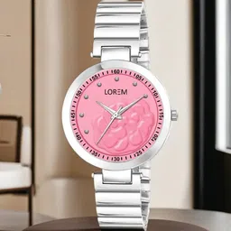 LOREM Women Pink Dial & Silver Toned Bracelet Style Straps Analogue Watch LR318-image-47