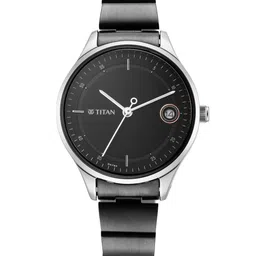 Titan Women Black Brass Dial & Bracelet Style Strap Analogue Watch 2649KM01-98